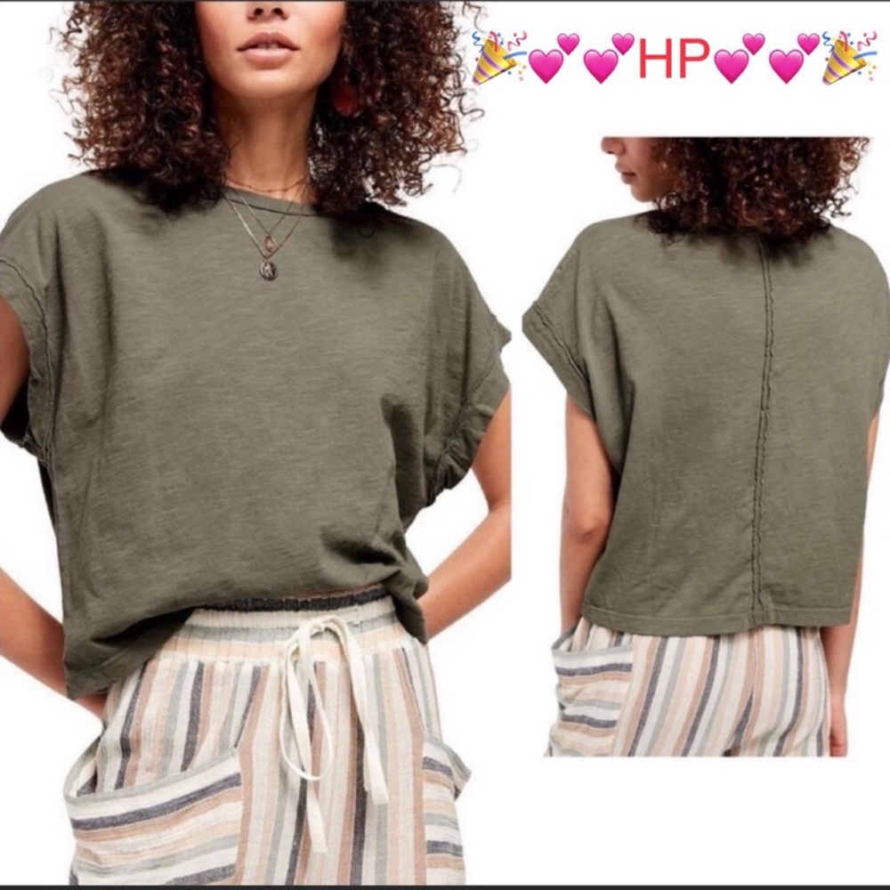 Free People Olive Short Sleeve Tee